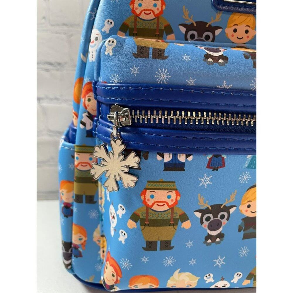 Loungefly Disney Frozen Chibi Mini Backpack Elsa Anna Olaf Blue Bag NEW - Picture 2 of 12